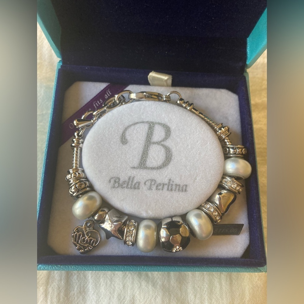Bella Perlina Mom Charm Bracelet Soccer Ball Hearts XOXO Stars Mother’s …